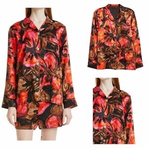 STINE GOYA Tjasa Floral Jacquard Blouse in Opium Brown Print. Size XS.